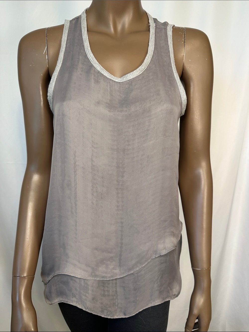 Lola & Sophie Sheer Layer Sleeveless Top in Gray